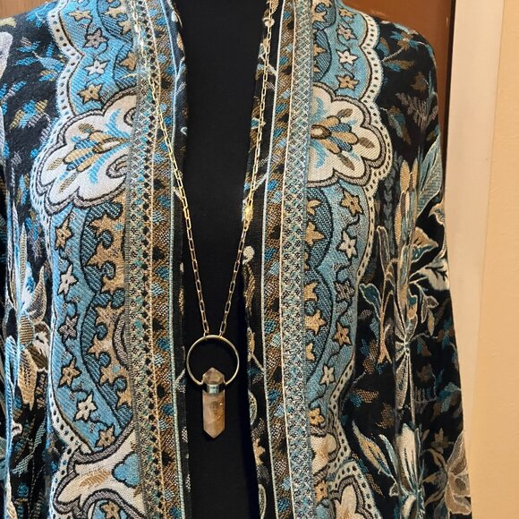 Citrine Point 18K Yellow Gold Over Brass Slide Pendant With 28.5"Chain. - Picture 2 of 7